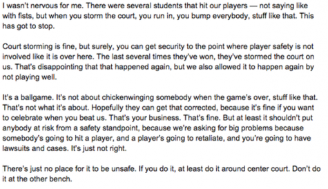 Bill Self and his comments after his teams 70-63 loss