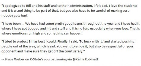 Statement made by K. State coach Bruce Weber following his teams 70-63 win of Kansas