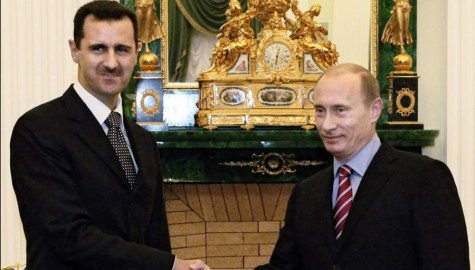 Vladimir Putin and Bashar al-Assad at a meeting