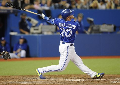 Josh Donaldson swings away at his second chance for world championship with the Blue Jays. http://www.gammonsdaily.com/wp-content/uploads/2015/07/Josh-Donaldson-Jays.jpg