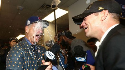 Bill Murray and Theo celebrate after Game 7