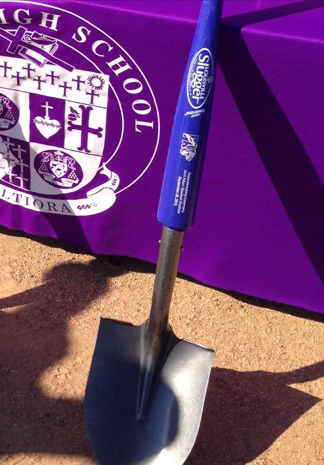 One of the shovels used to break the starting foundation of the field was made from a Louisville Slugger bat. 