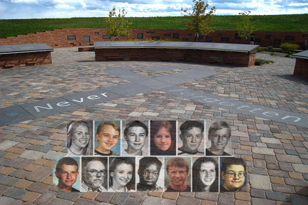 The Columbine Memorial in Jefferson County, Colorado and the victims who are being remembered.  