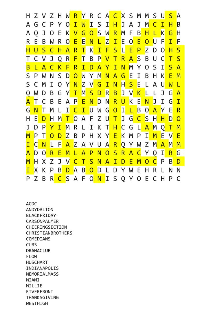 November word search answers