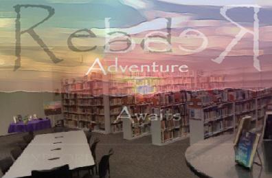 Max Merritts design for the Teen Read contest is superimposed over the Elder library.