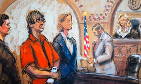 Artist's impression of Dzhokhar Tsarnaev