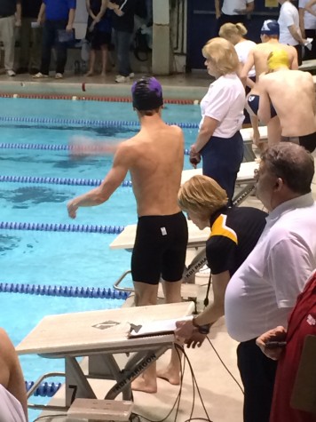 Paxton Kelley just before the 50 Back.  Credit: Alex Harrison/@PantherQuill