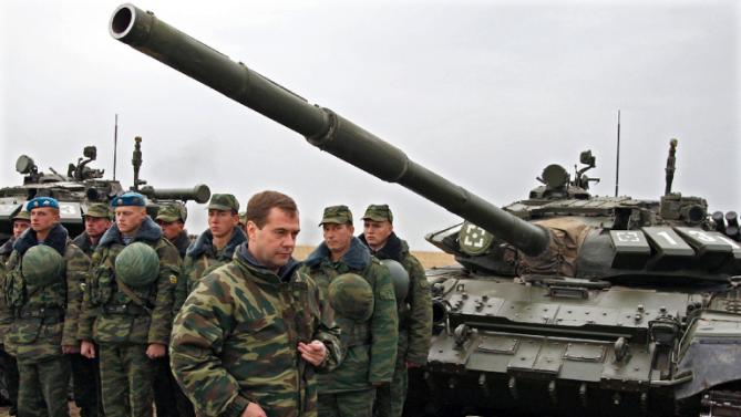 A Russian armored assault unit located just inside the Syrian border.