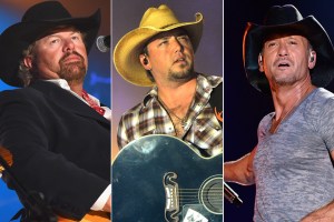 The three top singers who were set to perform at FarmBorough (l-r) Toby Keith, Jason Aldean, and Tim McGraw