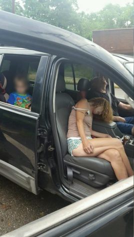 Parents OD with kid in backseat taken from WCPO's twitter account