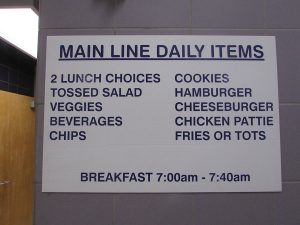 The Menu Board outside the lunch line