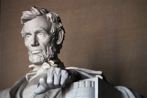 Statue of the 16th President of the United States, Abraham Lincoln inside the Lincoln Memorial in Washington, Thursday, November 30, 2017. The designer of the statue of Abraham Lincoln was Daniel Chester French and it was carved by the Piccirilli brothers. The memorial was dedicated in 1922. (AP Photo/NewsBase)
