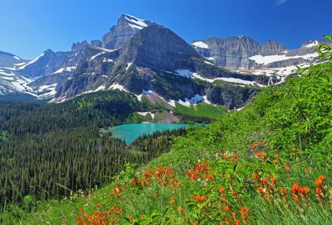 The picturesque scenery of Glacier National Park.