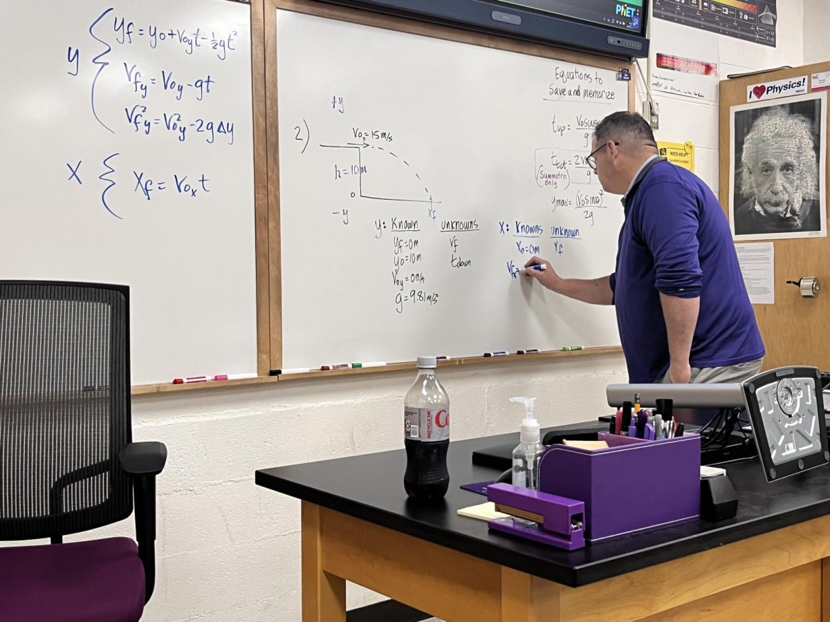 Mr. Horton teaching Projectile Motion in AP Physics 1. This is just one of many Physics classes he teaches at Elder High School, where he teaches all students with care and the intentions of seeing growth in his students.