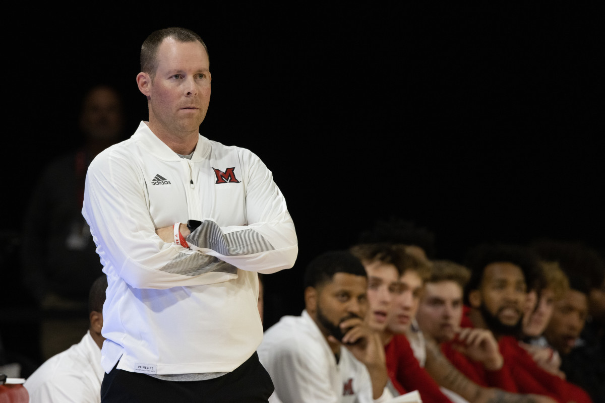 Travis Steele, Miami OH head coach, bringing the seriousness